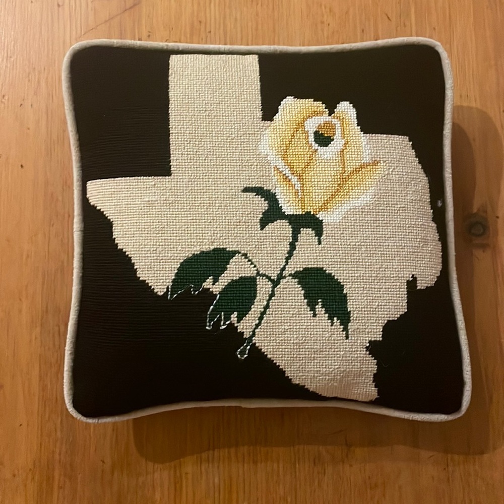 Gorgeous Texas Rose needlepoint pillow